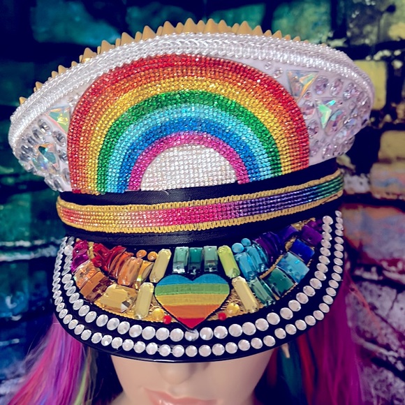 Rainbows and Flowers Rave Hat - Picture 5 of 16